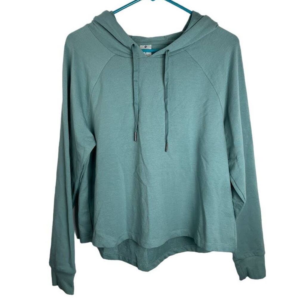French Terry Hooded Sweatshirt Womens S Blue Sage Granola Girl Hoodie‎ Pullover